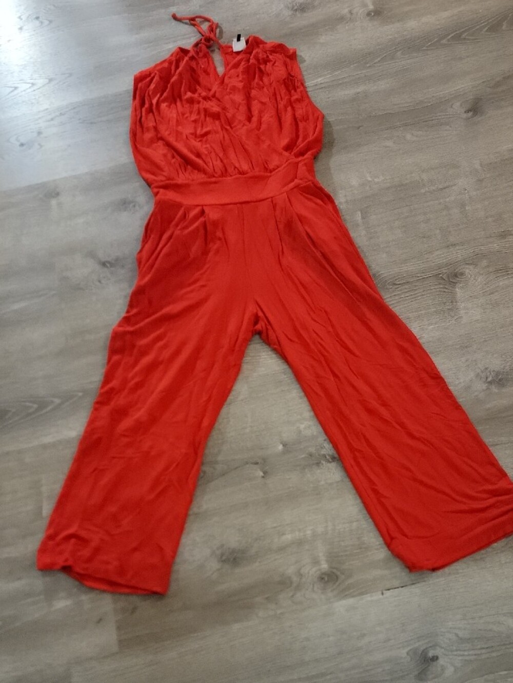 CAbi Bright Red Halter Wide-Leg Jumpsuit - Picture 2 of 9